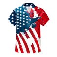 thumbnail image 4 of AOOCHASLIY American Flag Star Women Tops Women Summer Casual Short Sleeve T-Shirt Button Round Neck Independence Day Pullover Blouse Tops, 4 of 5