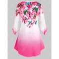 thumbnail image 2 of Talla grande Mariposa Floral Impresión Funda de campana Ombre Color Tee Rosegal Camisetas tallas grandes, 2 of 5