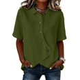 thumbnail image 4 of Women's Tops, Tees & Blouses Long Sleeve Full Print Bubble Wrinkled Retro Art Button Down Breathable Shirts Business Casual Tops for Women bovemsi, 4 of 6