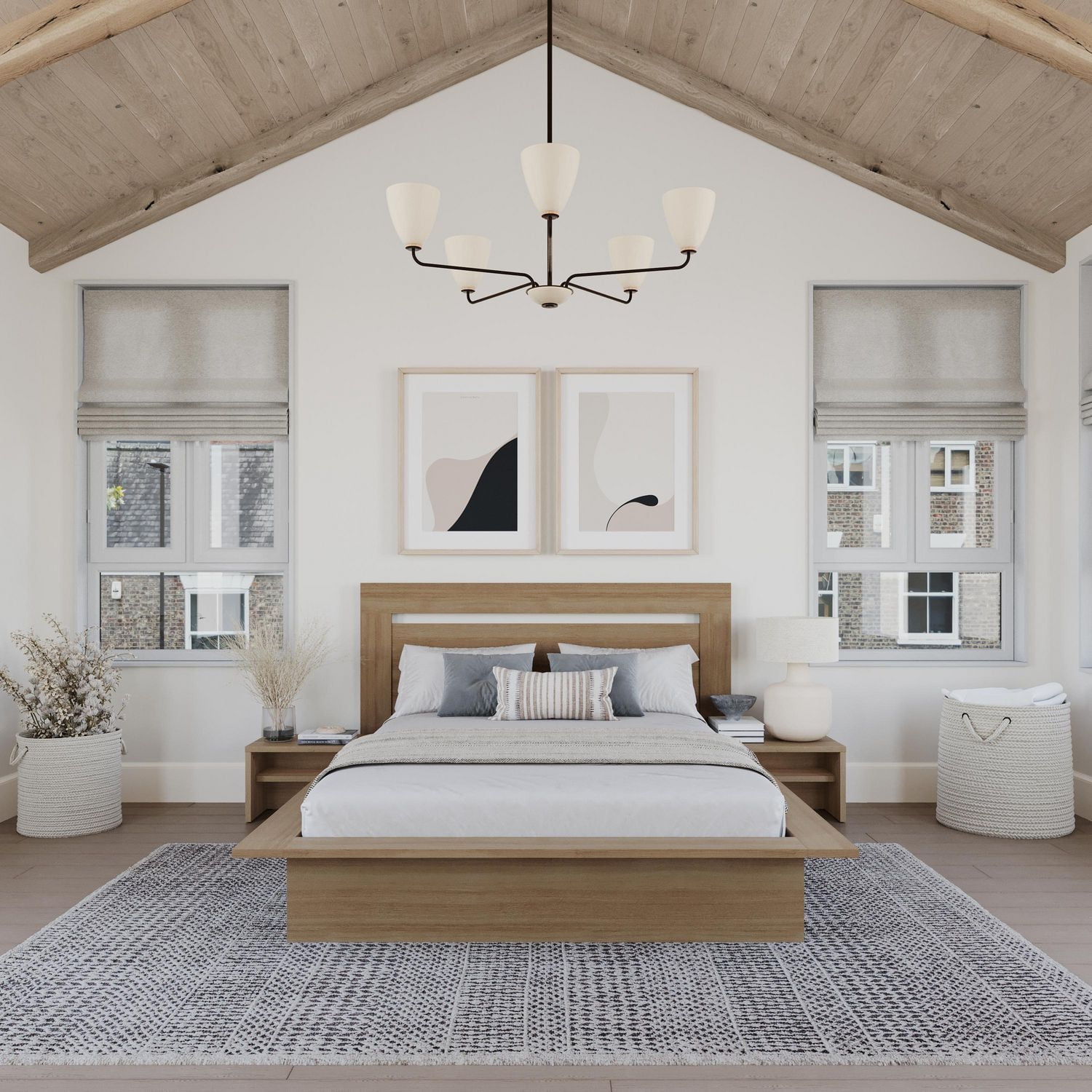 Camden 4-Piece Queen Size Bedroom Set with Bed, Headboard and set of 2 Floating Nightstand Extension Panels