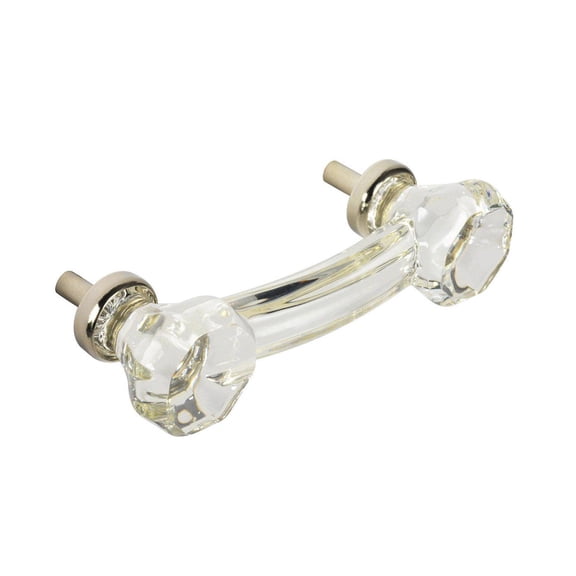 CKP #G-44 Elegance Collection 3 in. (76mm) Glass Pull, Clear with Nickel Base