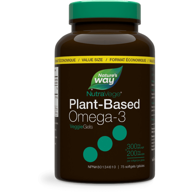 Nature's Way NutraVege Omega-3 Plant Liquidgels, Fresh Mint 75 Count