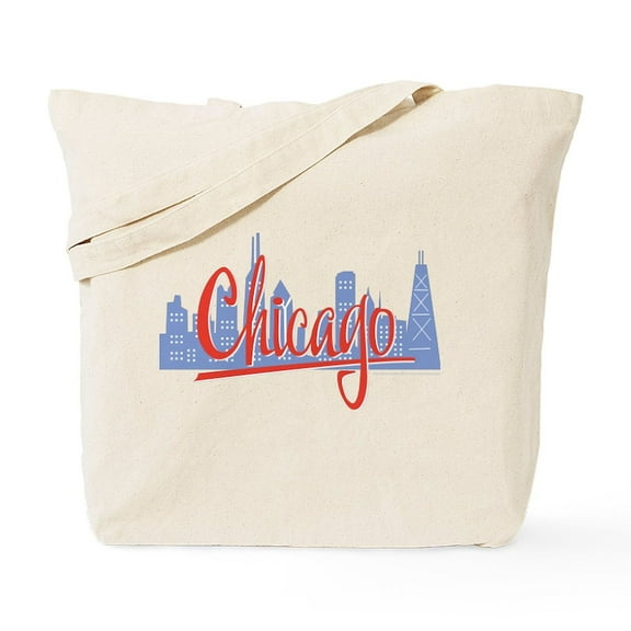 CafePress - Chicago Red Script In Skyline Tote Bag - Unisex Canvas Tote Bag, Beige, 1-Piece