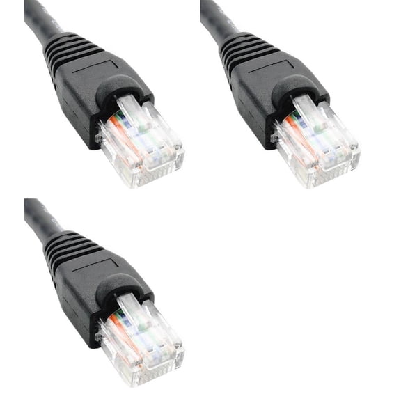 Ultra Spec Cables Pack of 3 - Black 1FT Cat6 Ethernet Network Cable LAN Internet Patch Cord RJ45 Gigabit