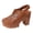 Brown, variant on Women Mule Shoes Hoop Loop Closed Toe Chunky High Heel Hollow out Dressy Casual Summer Sandals