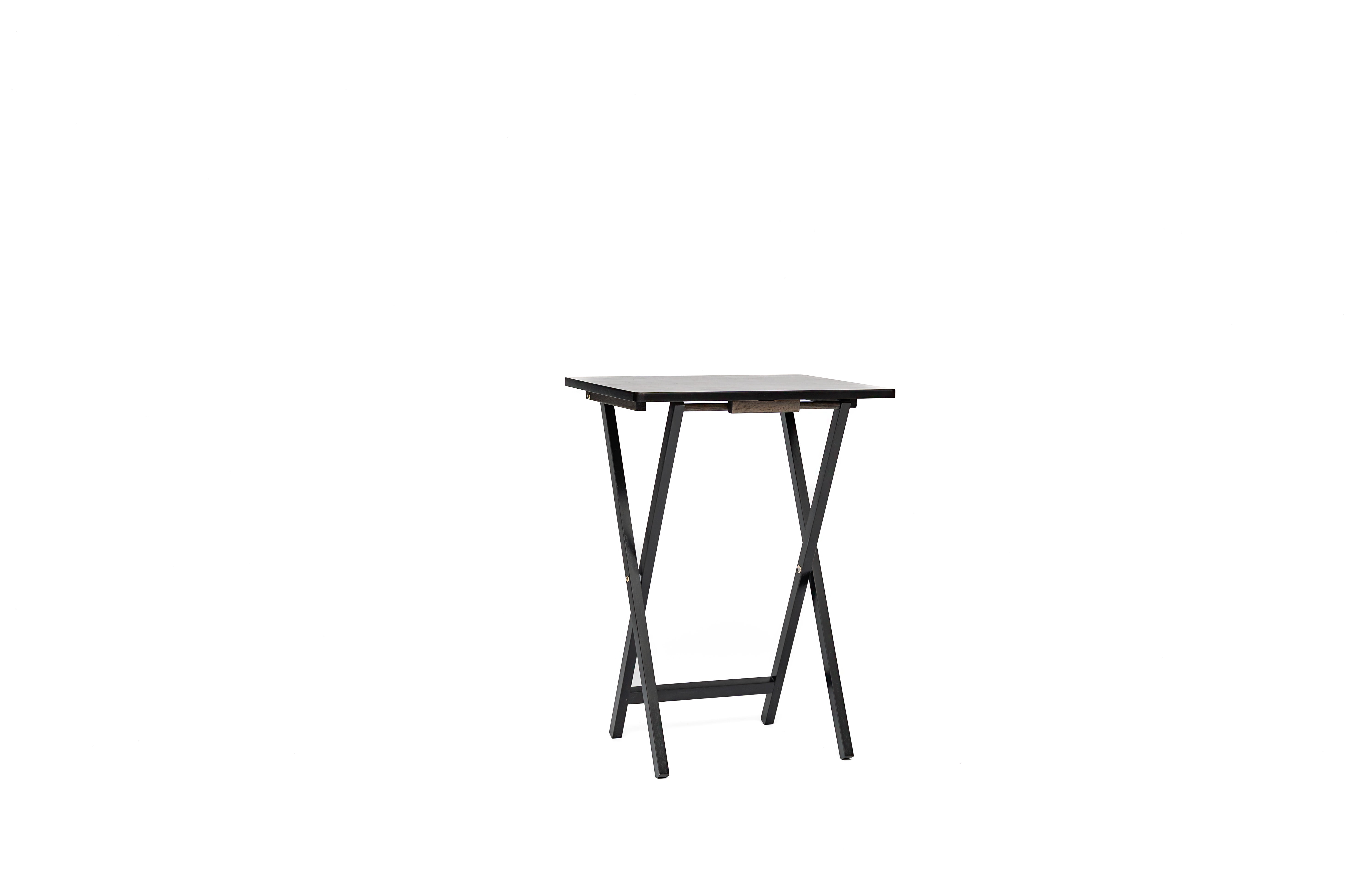 Mainstays Rubberwood Folding TV Tray Table, Black (Set of 2)