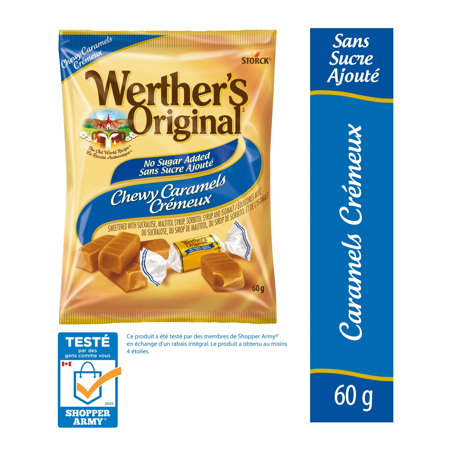 Werther’s Original No Sugar Added Chewy Caramel Candy, 60g
