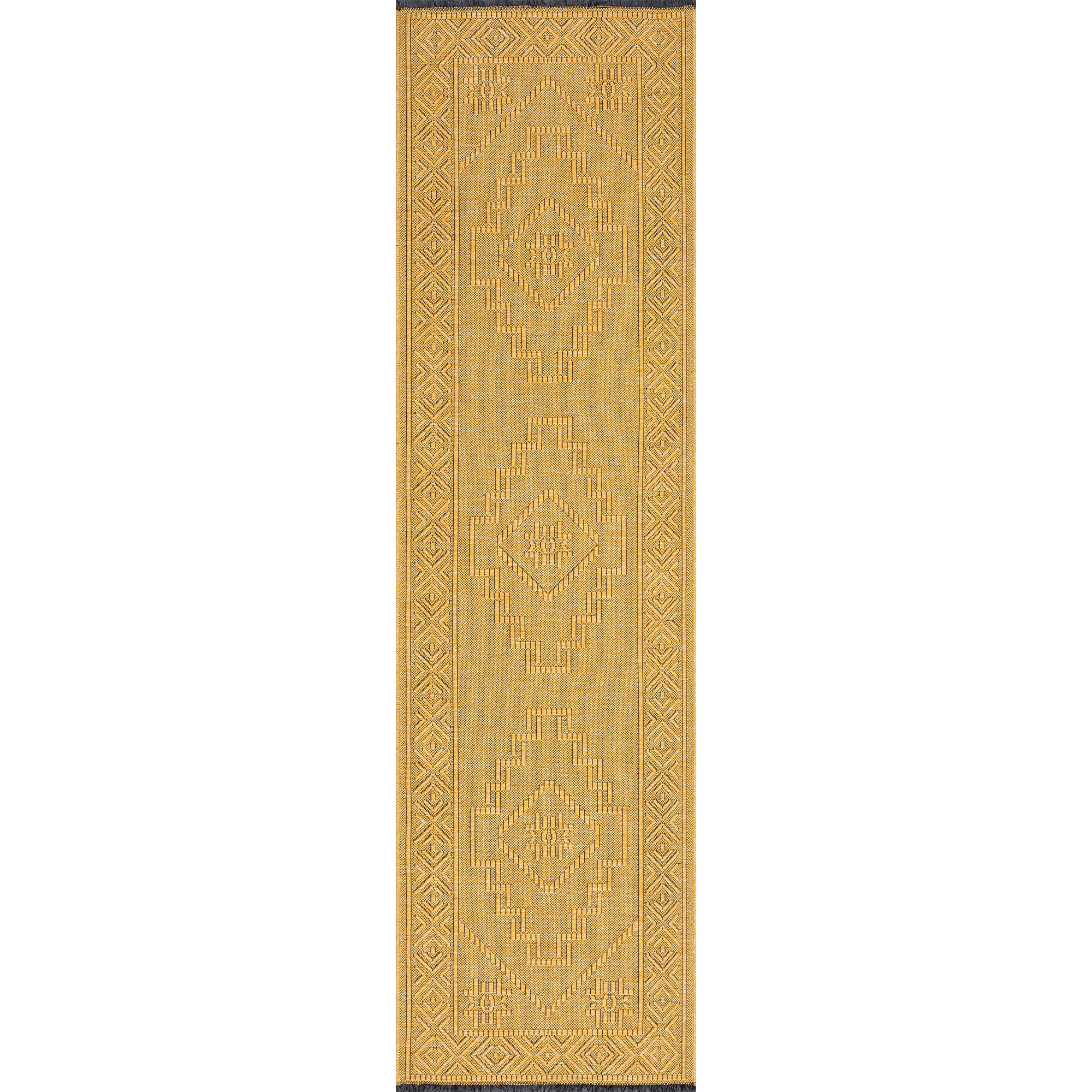 Alma Transitional 2' x 7.7' Gold, Machine Washable Polyester & Cotton Indoor Area Rug