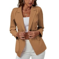 SWSMCLT Women's Fashion Crop Thin Casual Business Long Sleeve Blazer Soft Top Fall Fitted Winter Casual Blazer Jacket Mustard Yellow Small