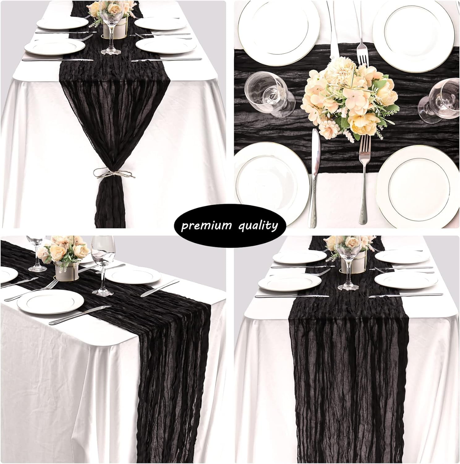 Wehilion 12PCS Cheesecloth Table Runner Boho Gauze Table Runner Cheese Cloth Long Table Runner Rustic Table Runner for Wedding Bridal Shower Birthday Party Table Decor