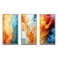 thumbnail image 2 of Designart "Orange Turquoise Liquid Art Vibrant II" Abstract Shapes Framed Wall Art Set Of 3 - Blue Transitional Frame Gallery Set For Office Decor, 2 of 6