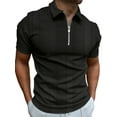 thumbnail image 1 of MAWCLOS T-Shirts Homme Manches Courtes Hauts d'Été Rayé Polo Décontracté Col à Revers Noir TG, 1 of 2