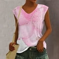 thumbnail image 1 of ICHUANYI Clearance Fashion Woman Causal V-Neck Printing Blouse Sleeveless T-Shirt Summer Tops(Pink, L) ICHUANYI WER2023081007633, 1 of 4