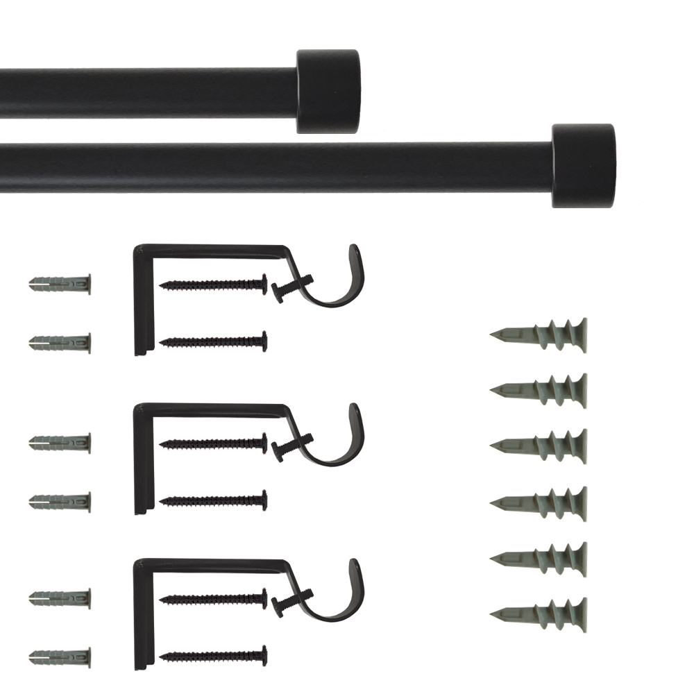 Mainstays End Cap Adjustable Single Curtain Rod, Black photo 5