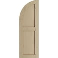thumbnail image 2 of Ekena Millwork 15"W x 62"H (47" Low Side) Timberthane Knotty Pine Two Equal Flat Panel w/Quarter Round Arch Top Faux Wood Shutters (Per Pair), Primed Tan, 2 of 6