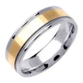 thumbnail image 1 of Men's 6MM Two Tonned White & Yellow Gold High Polished Wedding Band Ring, 1 of 2