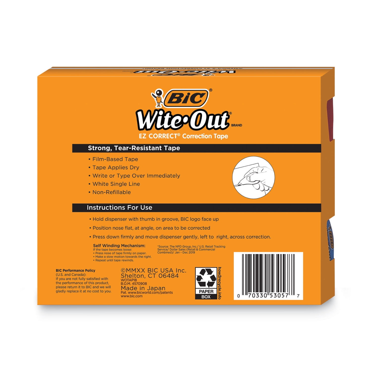 Wite-out Ez Correct Correction Tape Value Pack, Non-refillable, Blue/orange Applicators, 0.17" X 472", 18/pack