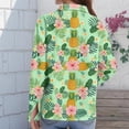 thumbnail image 6 of Minjewel Women's Casual Hawaiian Print Button Down Shirt Long Sleeve with Collar Floral Design Top for Spring Summer Fashion Beach Party Outfit,Green,L, 6 of 6