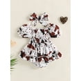 thumbnail image 2 of Suealasg Baby Girl Western Outfit Short Sleeve Off-shoulder Spots Printed Dress with Headband Birthday Photoshoot Dress Summer Clothes for Toddler, 2 of 9