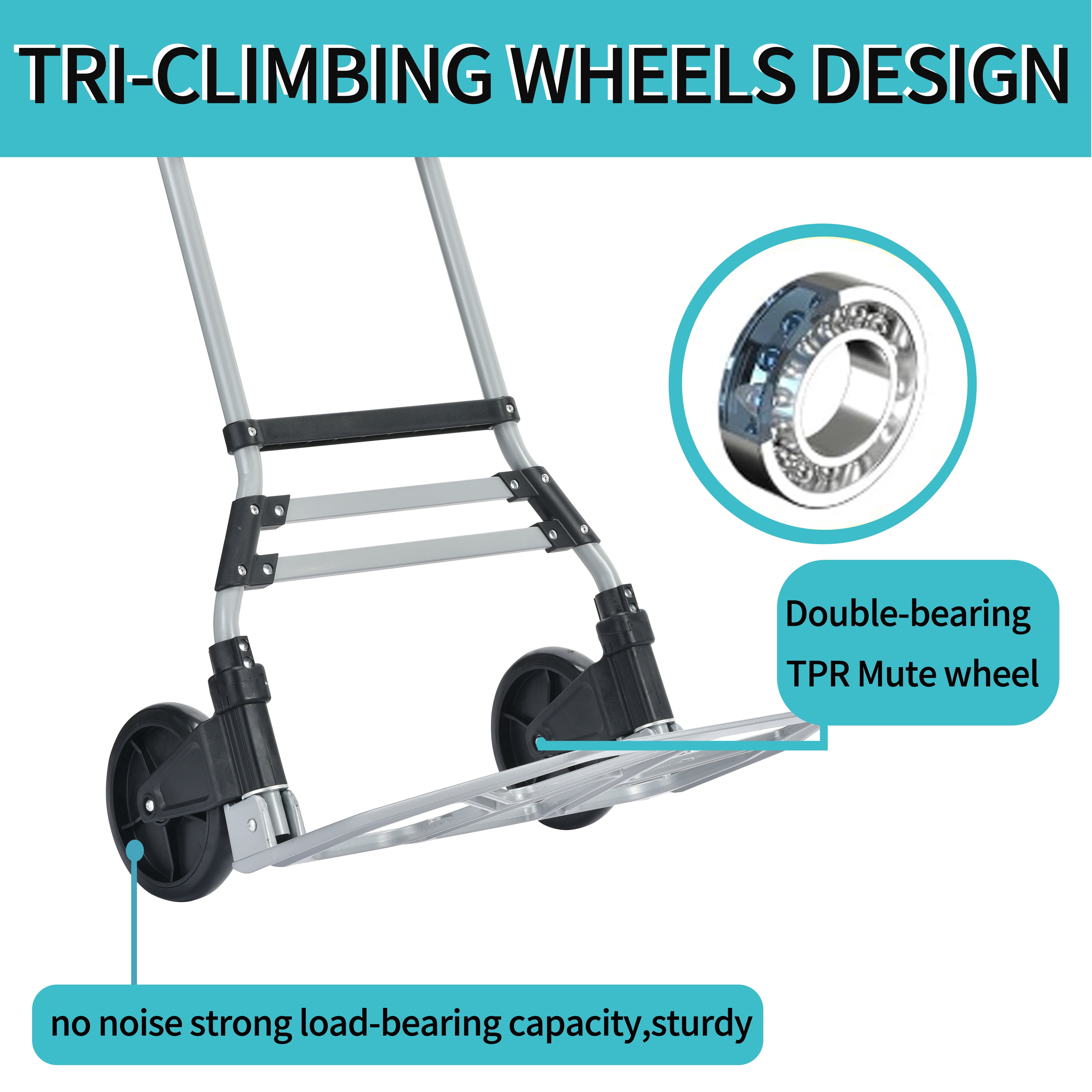Takira 400LB Capacity Folding Hand Truck, Portable Aluminum 2-Wheel Dolly with Rotatable Handle.