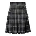 thumbnail image 3 of Plaid Skirt for Women Knee Length Wool Pleated Skirt High Waisted Relaxed Fit Tartan Skirt Spring Fall Grey XXXXXL, 3 of 8