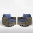 thumbnail image 4 of POCASSY Outdoor Rocking Chair Set of 2, All Weather Wicker Patio Furniture Set Outdoor Swivel Chair Sets of 2 with Square Arm for Garden Porch Pool, Gray/Blue, 4 of 10