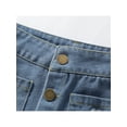 thumbnail image 6 of Baby Girls Short Skirt Set Pleated Short Sleeve Tops + Irregular Hem Fringe Short Denim Skirt Set, 6 of 9