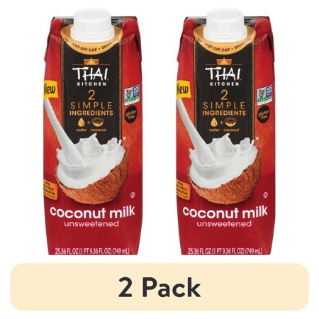 (2 pack) Thai Kitchen Unsweetened Coconut Milk, 25.36 fl oz Brick