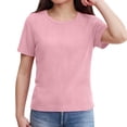 thumbnail image 5 of EnJoCho Girls Short Sleeve Top Ribbed Knit Crew Neck Basic Solid Tee Slim Fit Casual T-Shirt Summer Tops Shirts 5-14 Years, 5 of 7