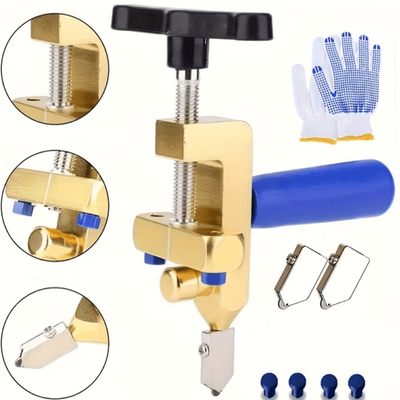CCF Tile Cutter Tool, 2 in 1 Manual Glass cutting with 2 Tungsten Steel Blade, for Home DIY Mirror, Ceramic Tile, Glazed Tiles