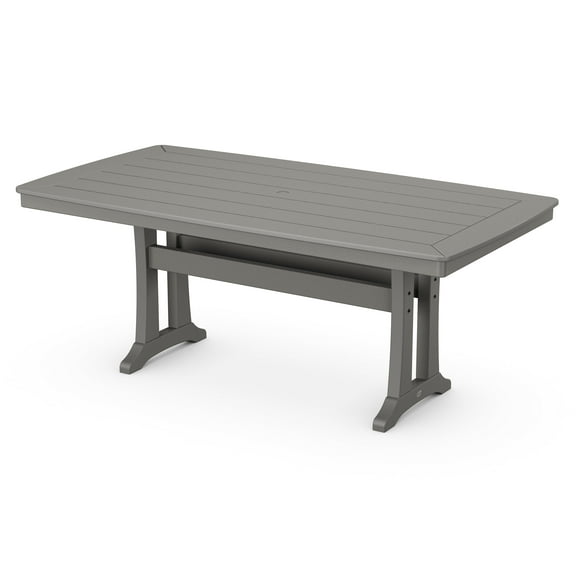 POLYWOOD Nautical Trestle 38" x 73" Dining Table in Slate Grey