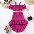 thumbnail image 4 of Toddler Skirt Sets Girls 2 Piece Outfits Off Shoulder Ruffle Crop Tops High Low Skirt Summer Outfits Red, 4 Y, 4 of 4