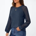 thumbnail image 2 of SUNBS Women Blouses Hollow-Out Lace Tops Crew Neck Long Sleeve Shirts for Women Trendy Clothes, 2 of 8