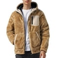 thumbnail image 5 of Men's Fuzzy Sherpa Coat Fleece Zip Up Hooded Jacket Khaki XL, 5 of 5