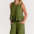 thumbnail image 6 of GILIGEGE 2 Piece Sets for Women Summer Women's Two Piece Set Cropped T Shirt & Elastic Waist Long Pants Summer Beach Vacation Outfits Lounge Tracksuits Mint Green M, 6 of 8