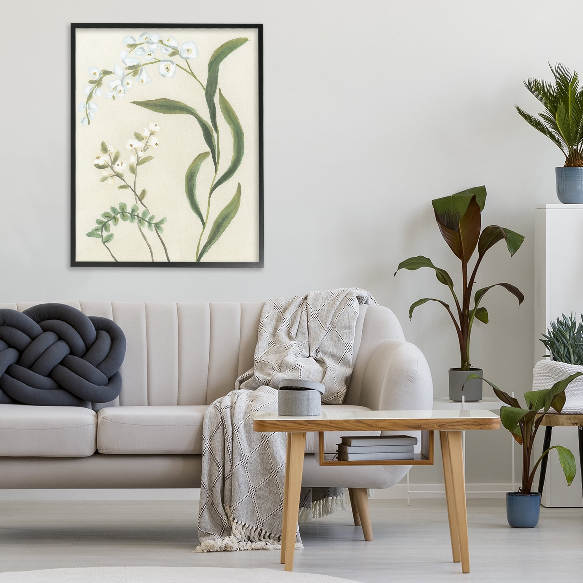 Stupell Industries Neutral Snowdrop Stems Black Framed Giclee Art, design by June Erica Vess