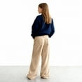 thumbnail image 5 of Corduroy Pants Girls Baggy Button High Waisted Wide Leg Lounge Pants Fall Casual Work Trousers with Pockets Beige 170, 5 of 9