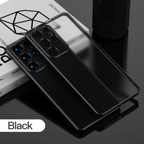 Clear Crystal Case for Samsung Galaxy S22 Ultra, Transparent Slim Phone Cover with Anti-drop Buffer Layer Upgrade Lens Shockproof Case for Samsung Galaxy S22 Ultra 5G Drop Protection, Black