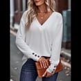 thumbnail image 4 of Camisa de Larga para Mujer, Atuendos de Otoño, Ropa Informal Elegante, Blusa Tipo Túnica con Cuello en V y Botones. M, 4 of 8