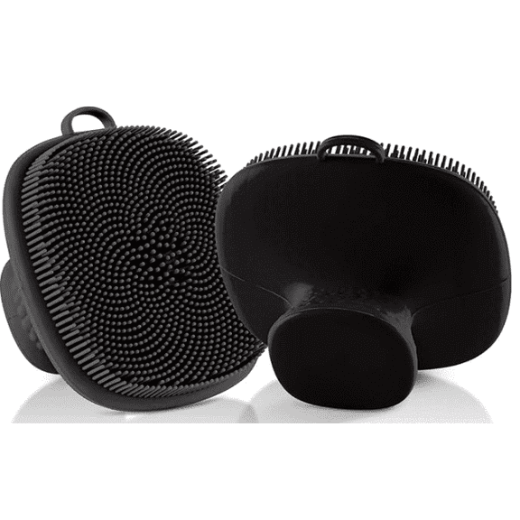 2pcs-Silicone Manual Facial Cleansing Brush for Men, Waterproof Face Scrubber Exfoliating Skin Care Tool, Black