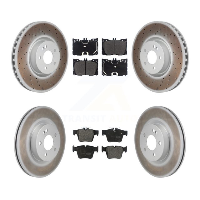 Transit Auto Front Rear Coated Disc Brake Rotors and Semi-Metallic Pads Kit for Car Mercedes-Benz C43 AMG GLC43 C450 GLC350e KGF-103100