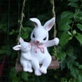 thumbnail image 4 of Handcrafted Resin Easter Rabbit Swing Decoration – Mother Rabbit with Baby Rabbits Hanging Pendant, Indoor Home Garden Easter Ornament, 4 of 8