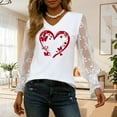 thumbnail image 4 of 2026 Valentines Tops for Women Elegant V-Neck Lace Insert Blouse Long Sleeve Floral Valentines Print Outfits Delicate Romance Clothing Cute Shirts, 4 of 6