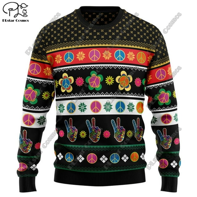 3D Printed Animal Christmas Pattern Ugly Sweater Men's Casual Winter Pullover Thick Polyester