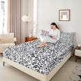 thumbnail image 3 of Erosebridal Black White Cheetah Print Full Size Sheets 4-Piece For Teens Boys Girls,Abstract Animal Print Bed Sheets, 3 of 5
