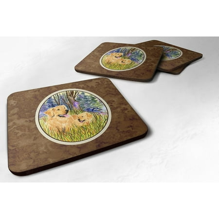 

Carolines Treasures SS8014FC Golden Retriever Foam Coaster Set of 4 3 1/2 x 3 1/2 multicolor