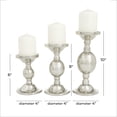 thumbnail image 3 of DecMode 3 Candle Silver Aluminum Metal Pillar Candle Holder, Set of 3, 3 of 9