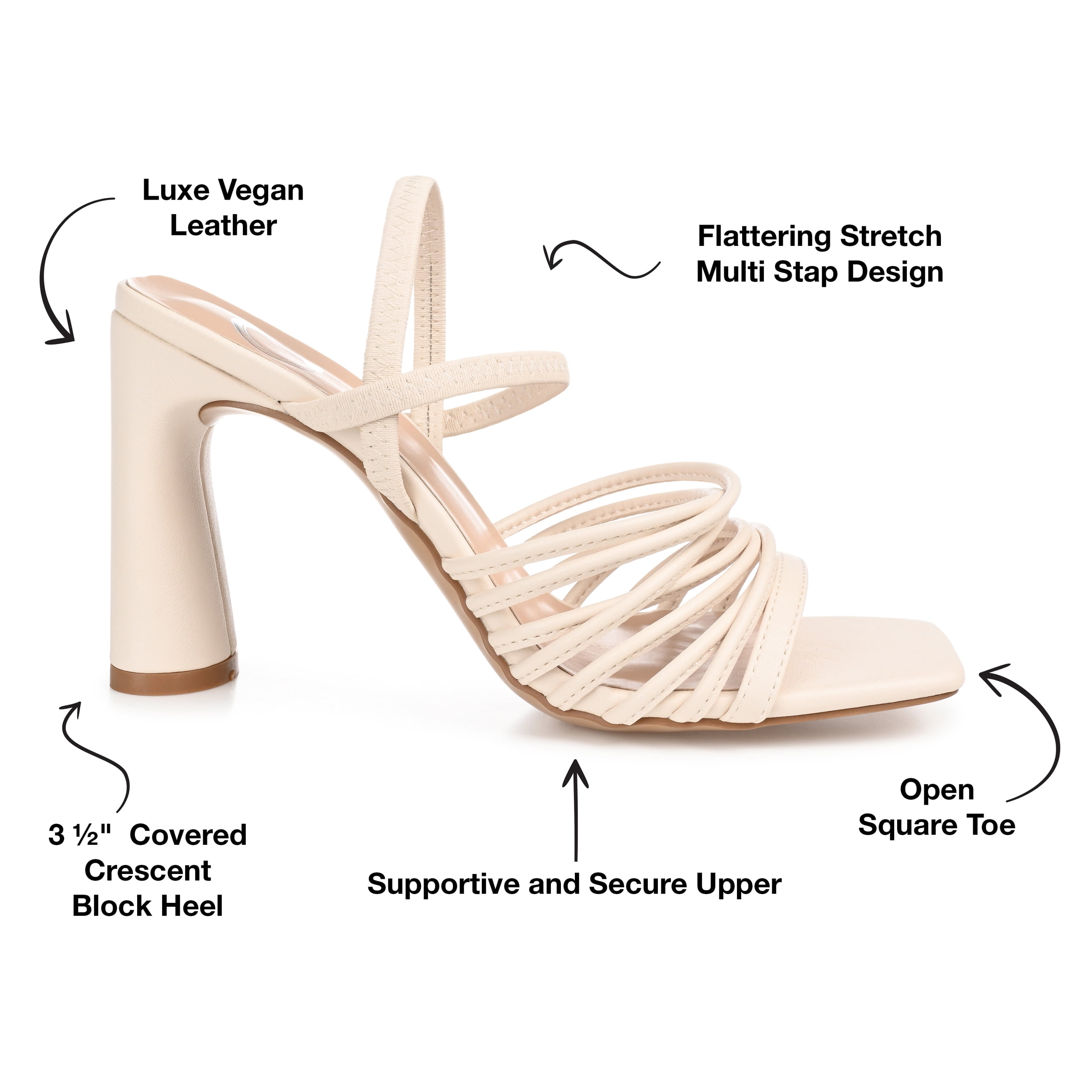 Journee Womens Hera Open Square Toe High Block Heel Sandals
