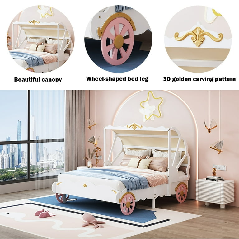 Girls princess carriage bed hotsell