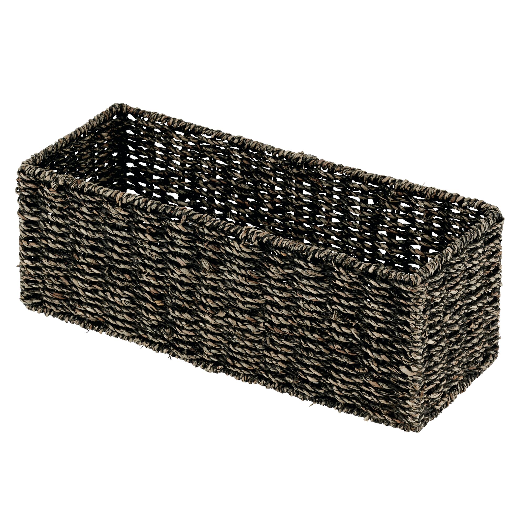 Dracelo Natural Woven Seagrass Bathroom Toliet Roll Holder Storage Organizer Basket Bin, Use on Bathroom Countertop Gray